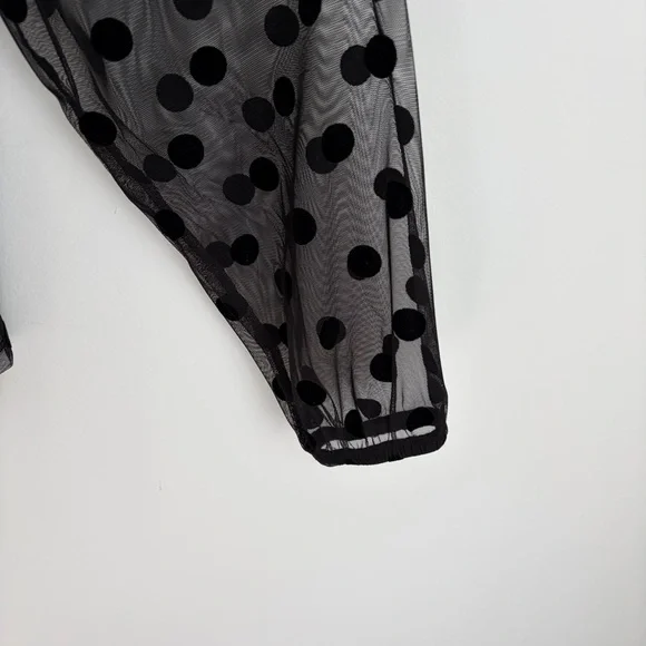 Sheer Polka Dot Mesh Blouse - Flocked Dots - NWT - Size XL - Picture 5 of 6